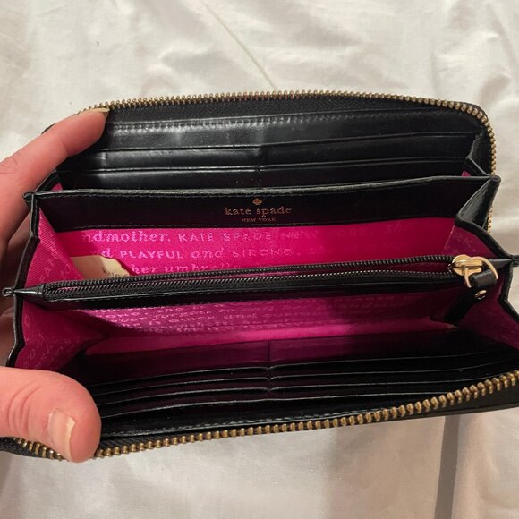 KATE SPADE Haute Stuff Piñata Llama Lacey Zip Around Leather Clutch Wallet READ - Picture 12 of 16